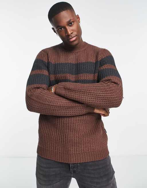 Stripe textured crewneck discount sweater