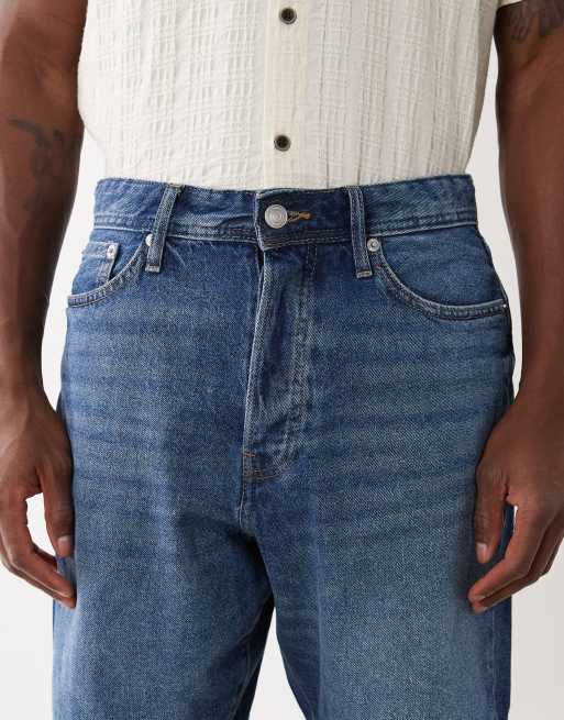 ONLY & SONS – Ciemnoniebieskie szorty jeansowe o luźnym kroju, 4 z 5