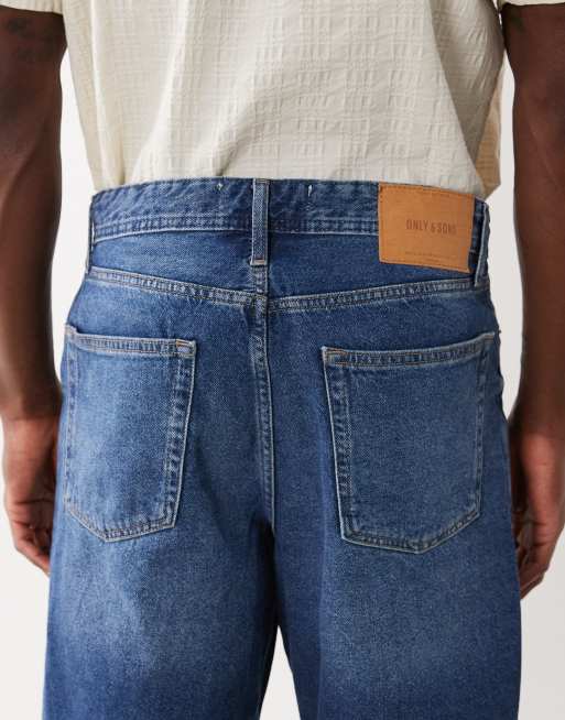 ONLY & SONS – Ciemnoniebieskie szorty jeansowe o luźnym kroju, 5 z 5