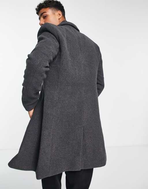Only & Sons – Ciemnoszary melanżowy płaszcz z mieszanki wełny, 2 z 4
