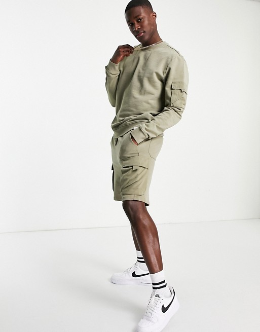 Only & Sons co-ord cargo jersey short in green