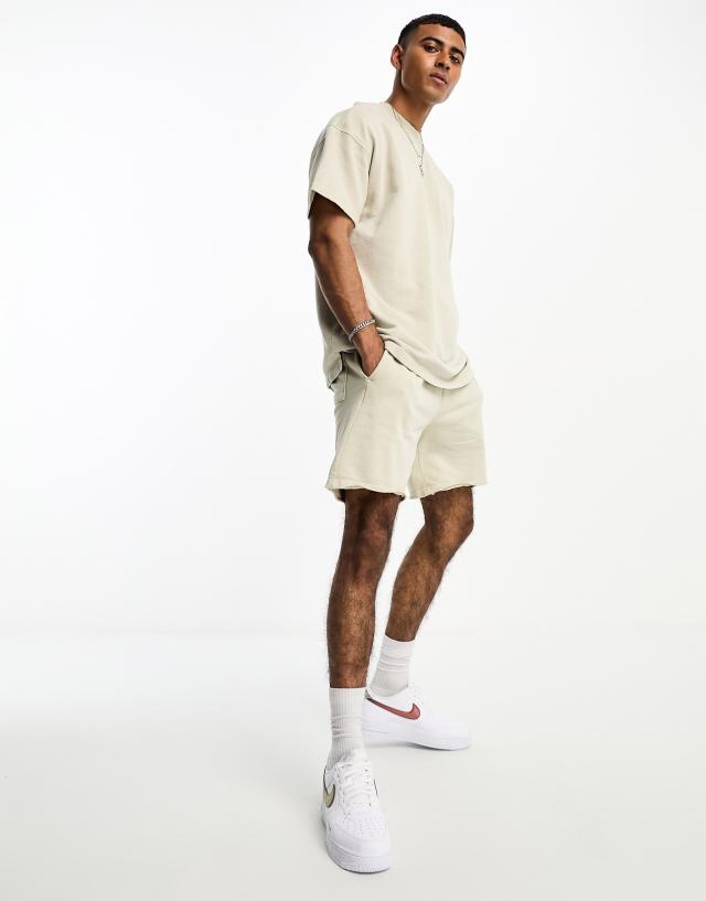 ONLY & SONS - co-ord jersey short in washed beige