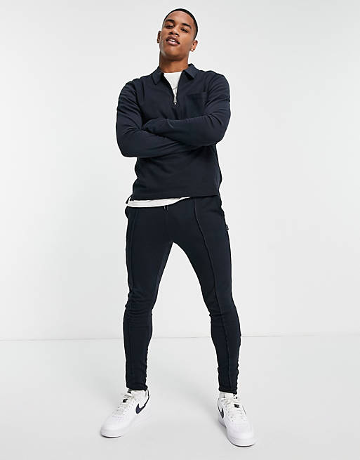 Only & Sons co-ord joggers with pintucks in navy 