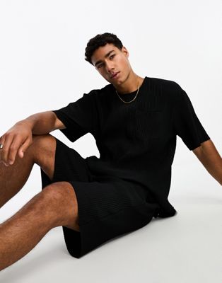 Only & Sons co-ord oversized ribbed t-shirt in black