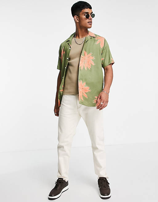 Shirts Only & Sons co-ord revere collar shirt in green flower print 