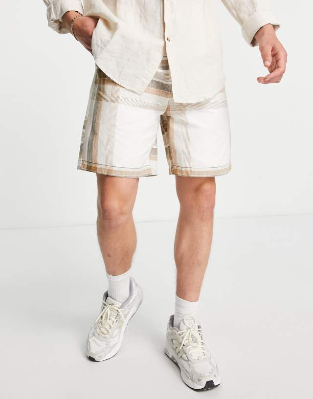 ONLY & SONS - co-ord shorts in white check