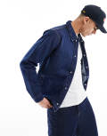 Only & Sons coach denim jacket in mid wash blue