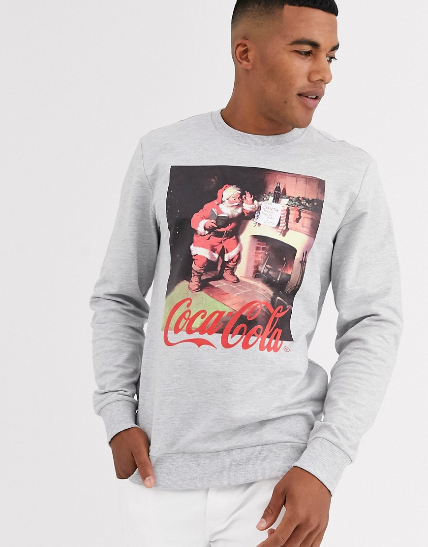 Only & Sons - Coca-Cola - Kersttrui met print in grijs