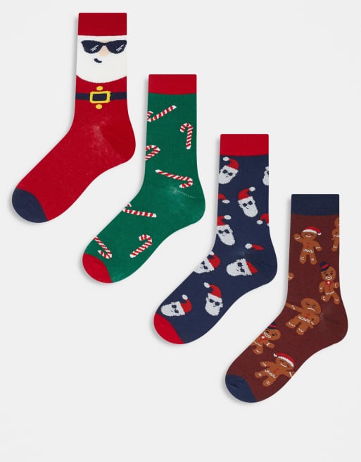 ONLY & SONS - Coffret cadeau avec 4 paires de chaussettes de Noël - Imprimé multicolore