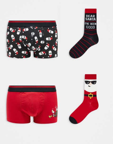 ONLY & SONS - Coffret cadeau avec boxers et chaussettes à imprimé Père Noël - view 1