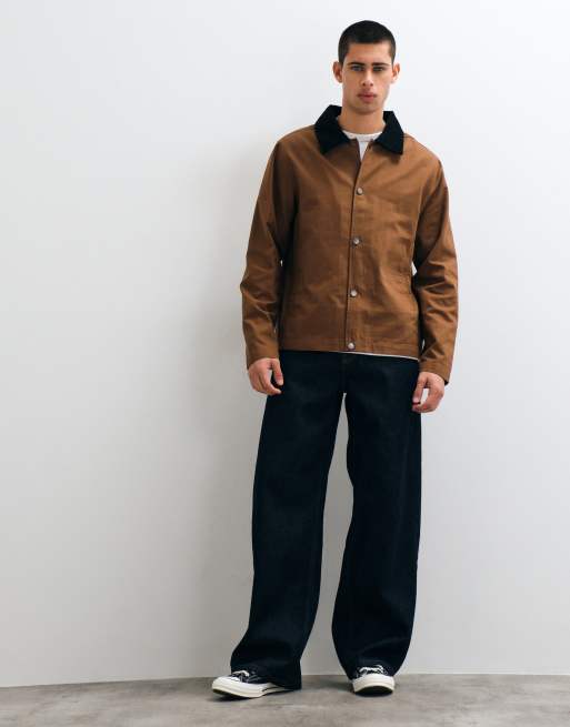 ONLY & SONS collar detail boxy jacket in brown, 2 of 5