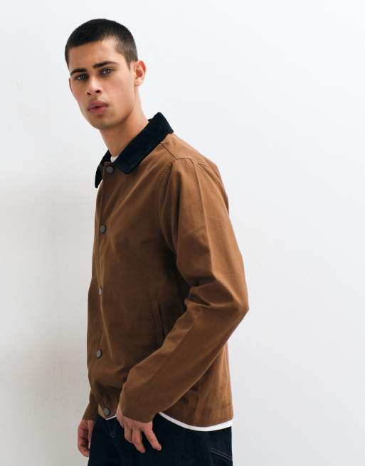 ONLY & SONS collar detail boxy jacket in brown, 4 of 5