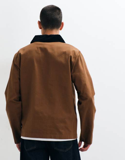ONLY & SONS collar detail boxy jacket in brown, 5 of 5