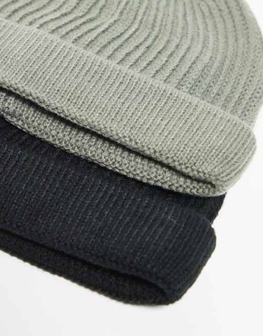 Only & Sons - Confezione da 2 berretti piccoli stile pescatore blu navy e grigio, 3 di 3