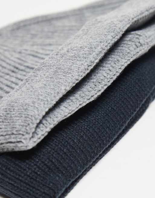 ONLY & SONS - Confezione da 2 berretti piccoli stile pescatore nero e blu navy, 3 di 3
