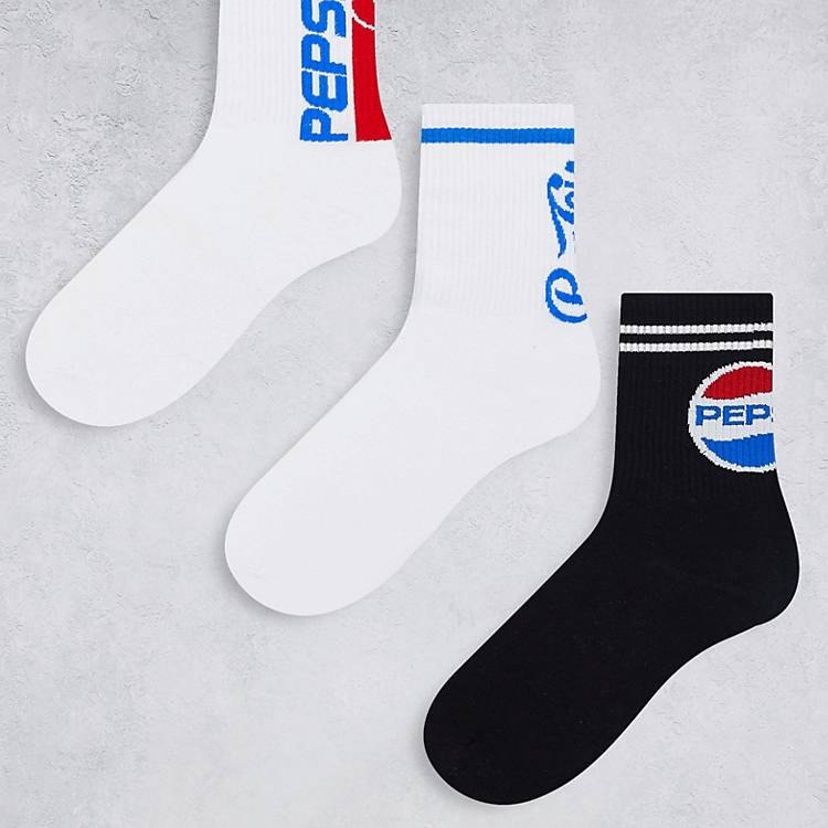 Confezione da 3 paia di calzini sportivi con stampa "Pepsi" Asos Uomo Sport & Swimwear Abbigliamento sportivo Intimo sportivo 