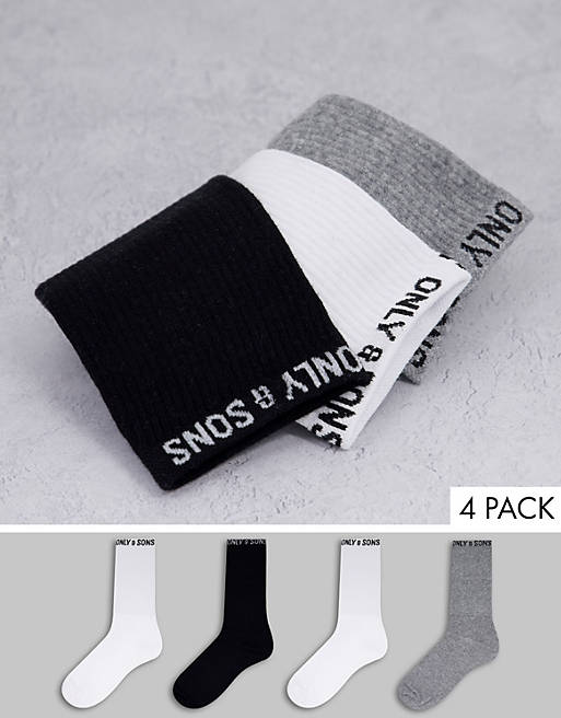 Asos Uomo Sport & Swimwear Abbigliamento sportivo Intimo sportivo Confezione da 4 paia di calzini sportivi con logo sul retro 