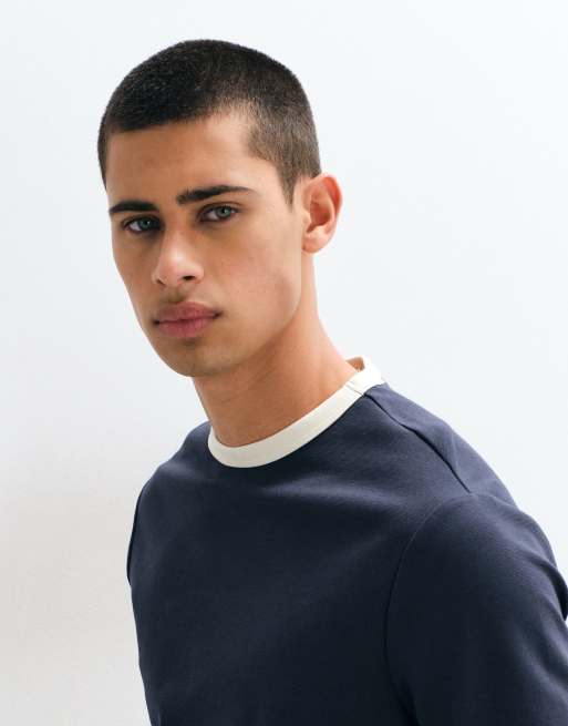 ONLY & SONS contrast trim t-shirt in navy, 3 of 5