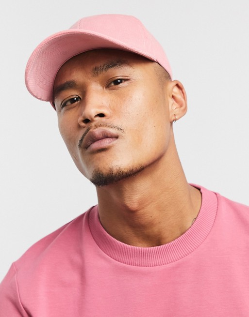 Only & Sons cord baseball cap in pink