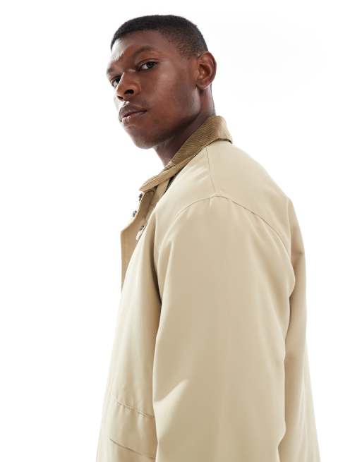 ONLY & SONS cord collar padded coach jacket in beige | ASOS