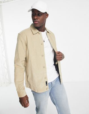 Only & Sons cord overshirt in beige