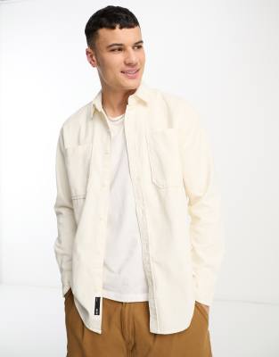 ONLY & SONS cord overshirt in cream