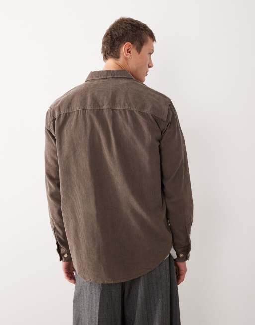 ONLY & SONS cord overshirt in light brown, 3 of 5