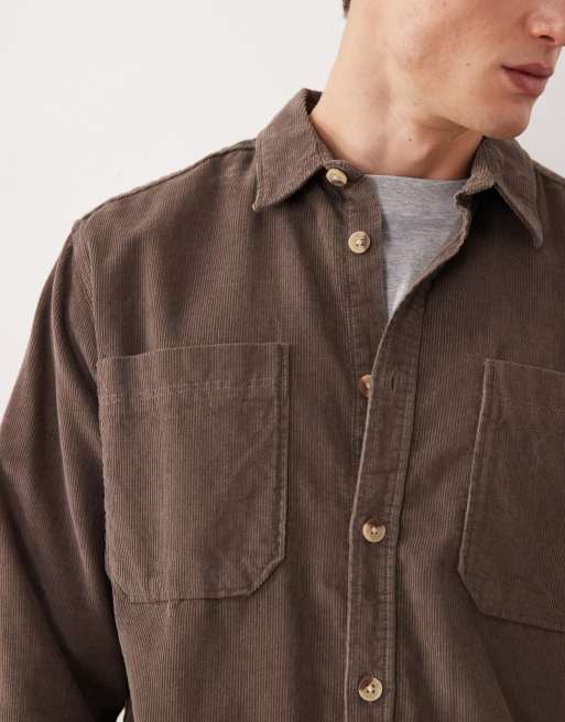 ONLY & SONS cord overshirt in light brown, 5 of 5