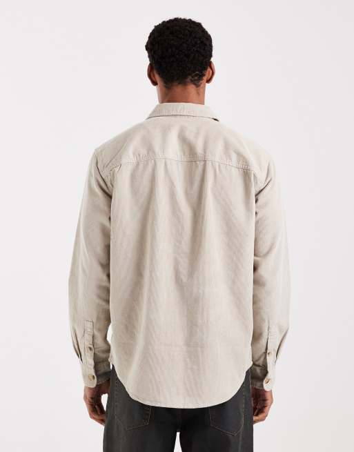 ONLY & SONS cord overshirt in stone, 5 of 5