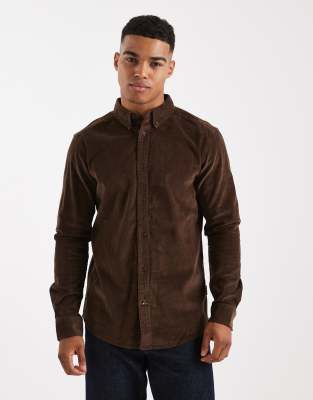 Only & Sons Cord Shirt In Brown