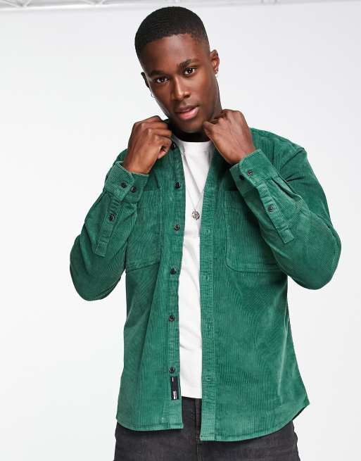 Only & Sons cord shirt in green 