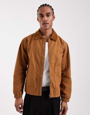 Only & Sons Corduroy Collar Detail Jacket In Gold