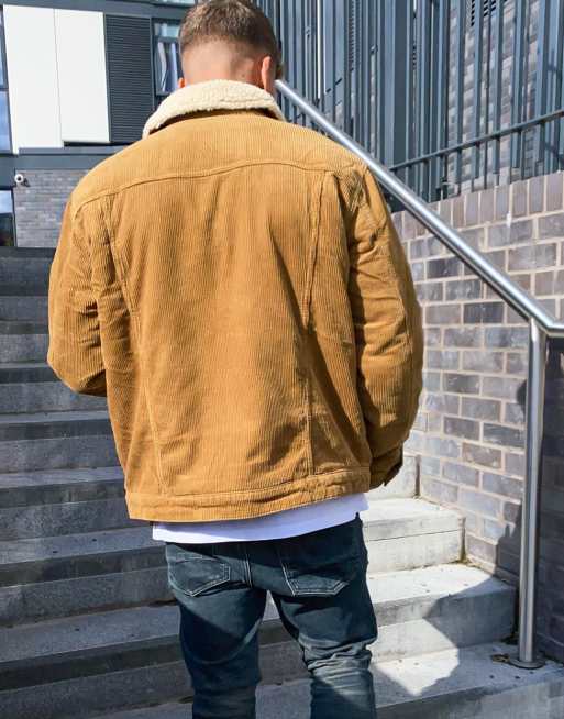 Corduroy jacket store with sherpa collar