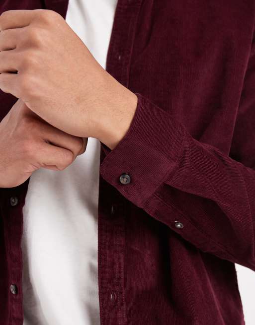 ONLY & SONS - Corduroy overhemd in bordeauxrood, 5 van 5