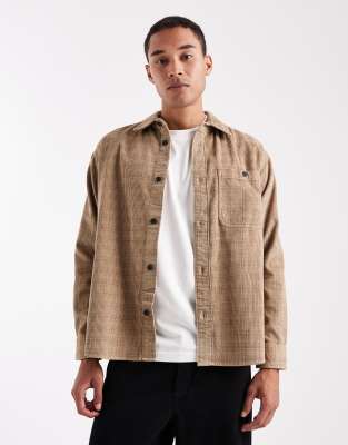 Only & Sons Corduroy Overshirt In Neutral