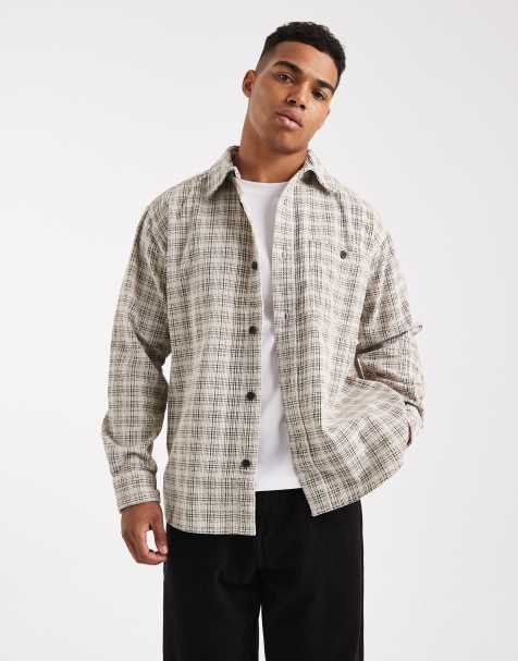 Only & Sons - Corduroy overshirt in gebroken wit geruit - view 1