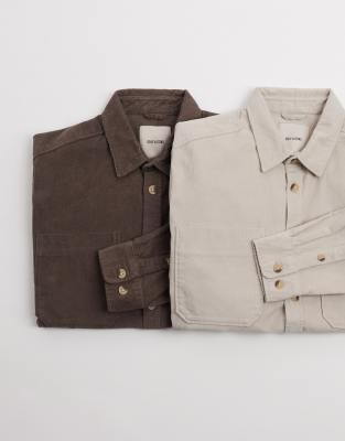 Only & Sons Corduroy Overshirt In Brown