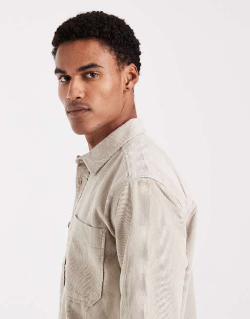 ONLY & SONS corduroy overshirt in stone, 4 of 5