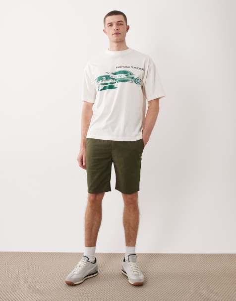 ONLY & SONS cotton rich shorts in olive green (part of a set) - view 1