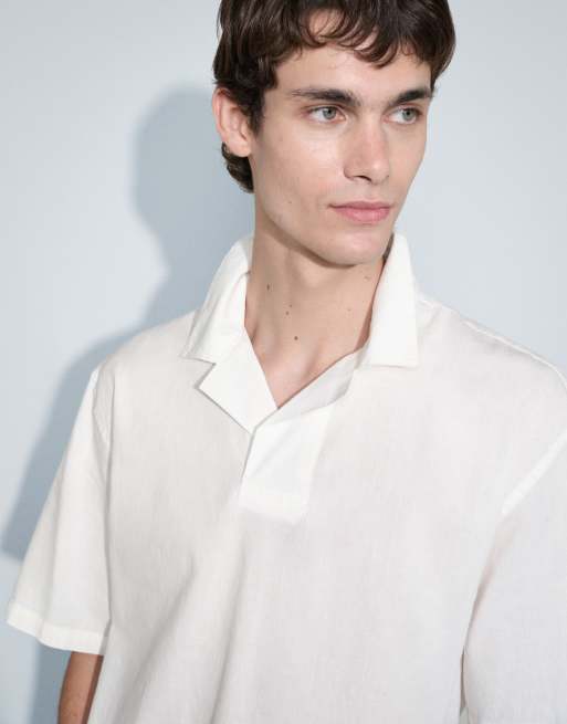 ONLY & SONS - Cremefarvet afslappet polo i hørblanding, 3 af 9