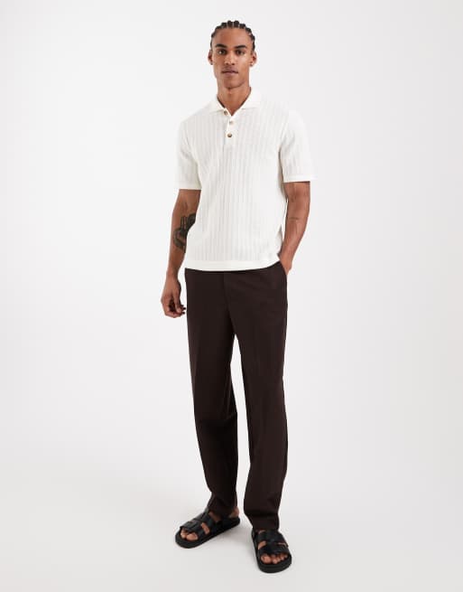 ONLY & SONS - Cremehvid poloskjorte i hulstrik, 2 af 5