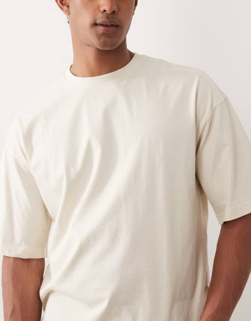 ONLY & SONS - Cremehvid T-shirt i firkantet pasform, 3 af 5