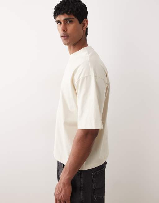 ONLY & SONS - Cremehvid T-shirt i firkantet pasform, 4 af 5