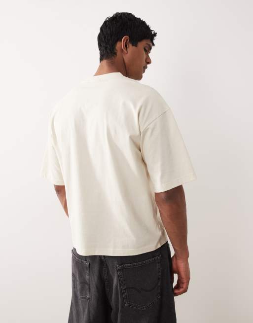 ONLY & SONS - Cremehvid T-shirt i firkantet pasform, 5 af 5