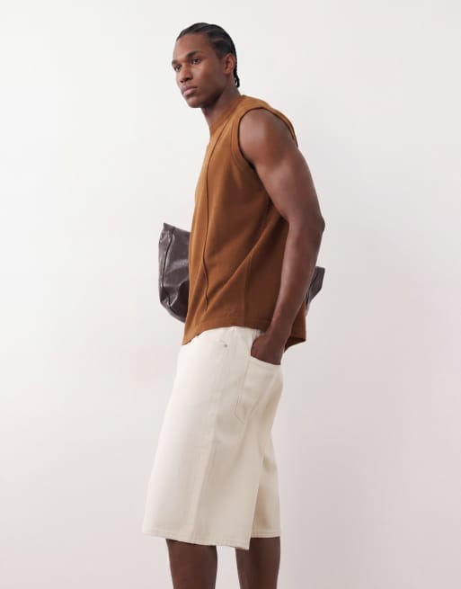 ONLY & SONS - Cremehvide jorts i denim, 4 af 7