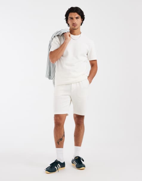 ONLY & SONS - Cremehvide shorts med tekstur i let strik - Del af sæt - view 1
