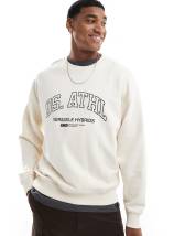 Jack & Jones drop shoulder crew neck sweatshirt with skull