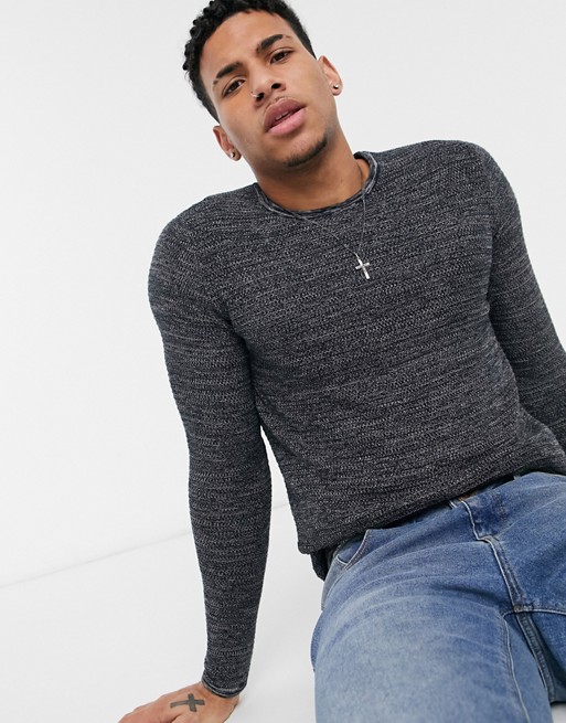 Only & Sons crew neck jumper in black