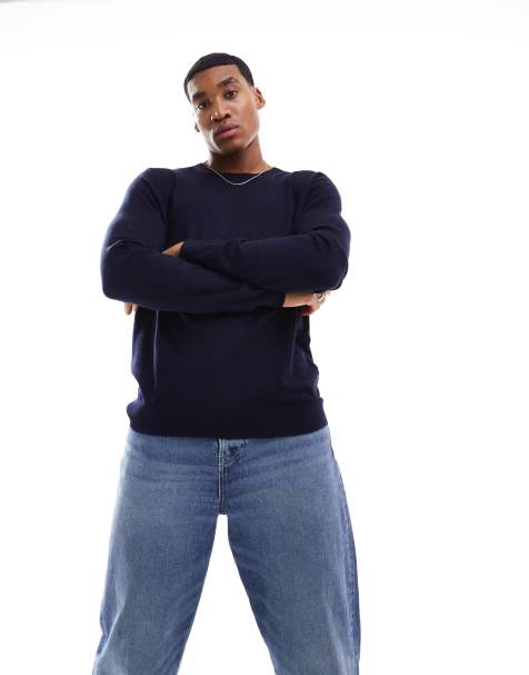 ONLY & SONS crew neck jumper in navy - view 1
