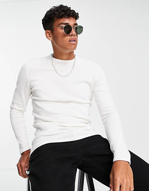 Only & Sons crew neck jumper in white